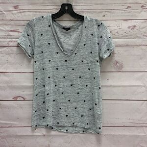 Rails Cara Shirt in Heather Grey with Black Hearts Size Women’s X-Small Linen